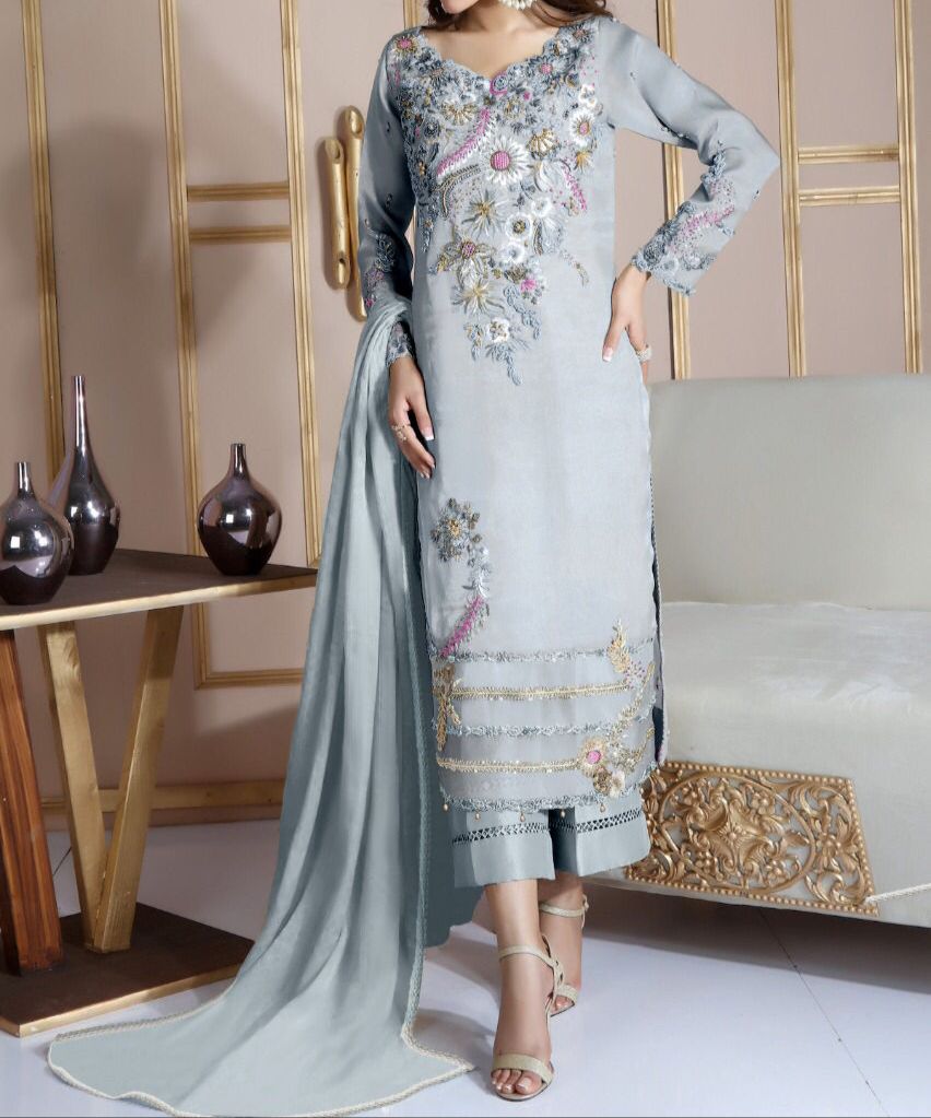 Embellished Pakistani Dress 3pc Set 3+ Colors