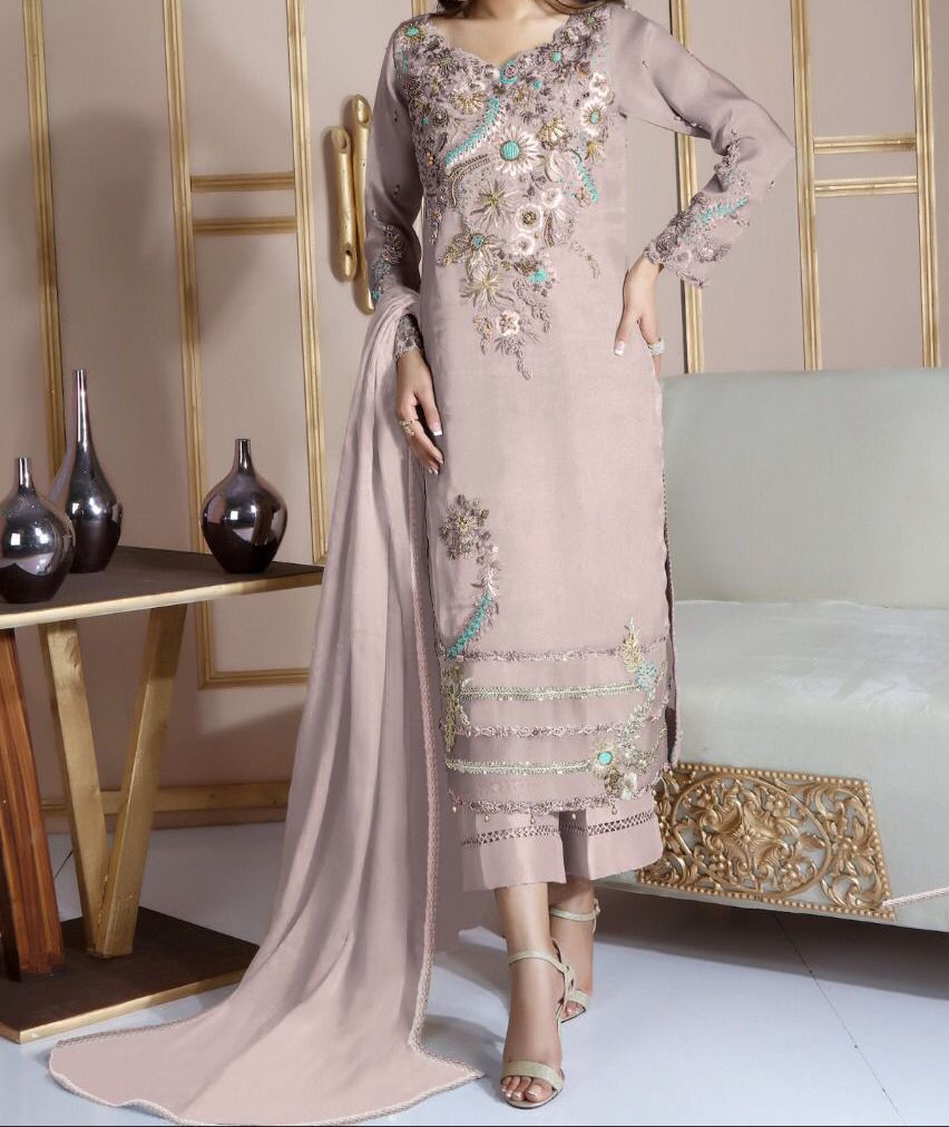 Embellished Pakistani Dress 3pc Set 3+ Colors