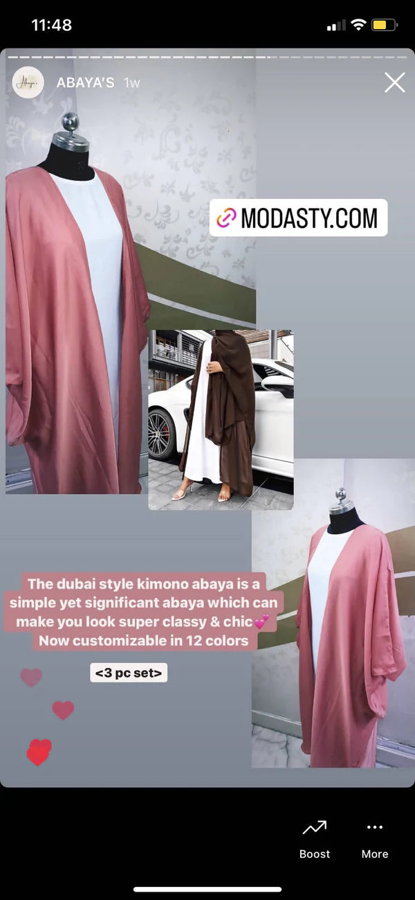 Dubai Style Kimono Abaya 3PCSET